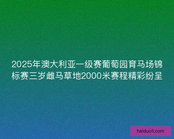 2025年澳大利亚一级赛葡萄园育马场锦标赛三岁雌马草地2000米赛程精彩纷呈 2025年澳大利亚一级赛葡萄园育马场锦标赛三岁雌马草地2000米赛程精彩纷呈