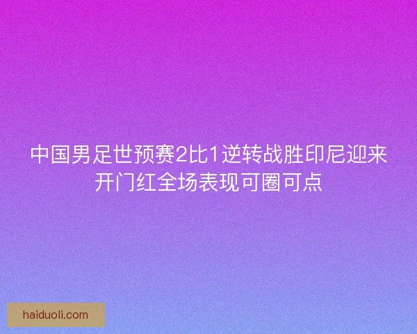 中国男足世预赛2比1逆转战胜印尼迎来开门红全场表现可圈可点