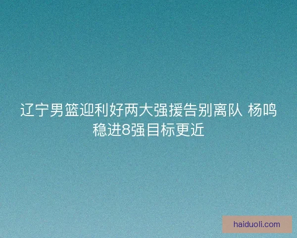 辽宁男篮迎利好两大强援告别离队 杨鸣稳进8强目标更近 辽宁男篮迎利好两大强援告别离队 杨鸣稳进8强目标更近
