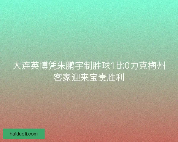 大连英博凭朱鹏宇制胜球1比0力克梅州客家迎来宝贵胜利 大连英博凭朱鹏宇制胜球1比0力克梅州客家迎来宝贵胜利